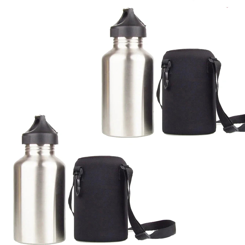 2000ML Sport Water Bottle Set for Camping Hiking Bicycle Cycling Wide Mouth Drink Jug with Neoprene Carrier Insulated Cover Bag Oasis Select Type A 2 Pieces