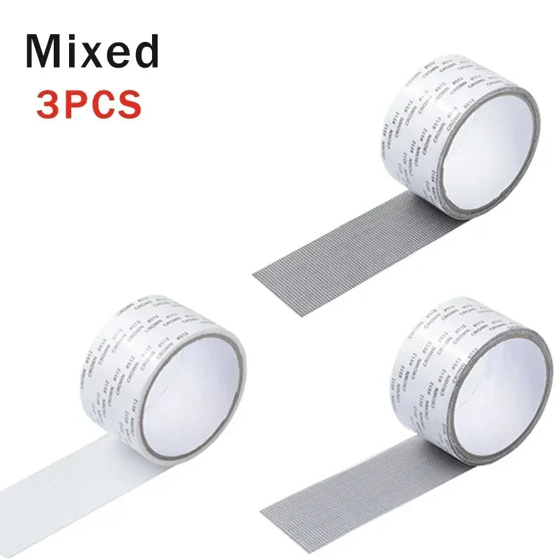 Window Screen Tape Anti-mosquito Screen Repair Subsidy Door Curtain Mosquito Net Hole Patch Repair Self-adhesive Screen Tape Oasis Select 3PCS-Mix
