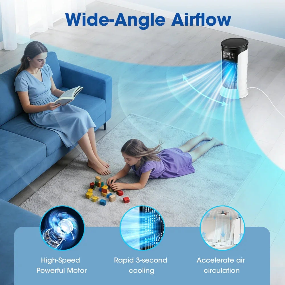 Portable USB Desk Air Cooler Fan & Humidifier | 6 Speed, LED
