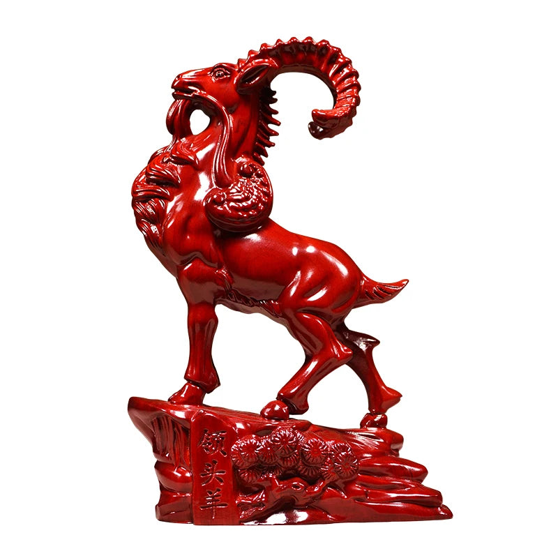 Ebony Sheep Ornament Twelve Zodiac Sheep Solid Wood Lead Goat Desk Living Room Decoration Ornament Opening Gift Oasis Select Red Rosewood 20CMx13.5CMx7CM
