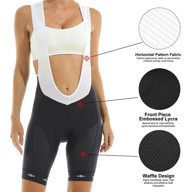 X-TIGER Cycling Bib Shorts Women Padded MTB Shorts Ride 6 Hours Biking Tights Slim Fit UPF 50+ Sports Shorts Hidden Back Pocket Oasis Select