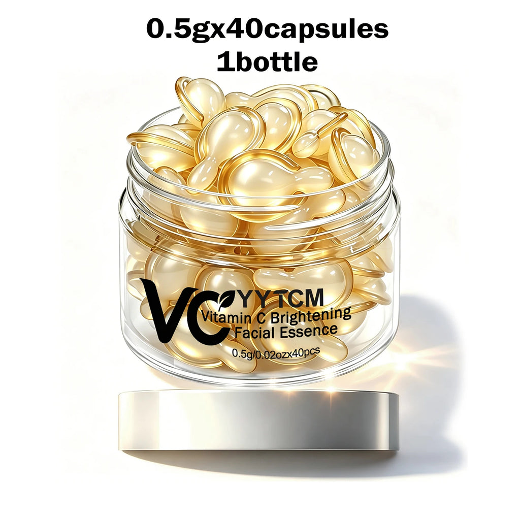 Vitamin C Facial Serum, Moisturizing and Brightening, Firming the Skin, Contains Vitamin E, Retinol, Hyaluronic Acid Facial Skin Care Serum, 18 Capsules/30 Capsules/40 Capsules/50 Capsules/60 Capsules/80 Capsules/100 Capsules Oasis Select 1 Bottle 40 Capsules