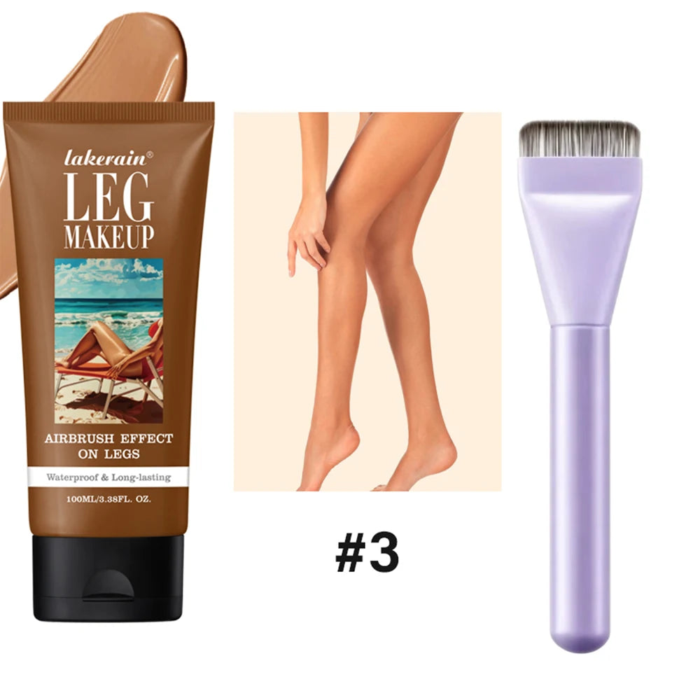 Free Brush With100ml Bronze Leg Body Foundation Long Lasting Waterproof Tanning Makeup Cream Even Skin Tone Makeup Oasis Select Bronze and brush