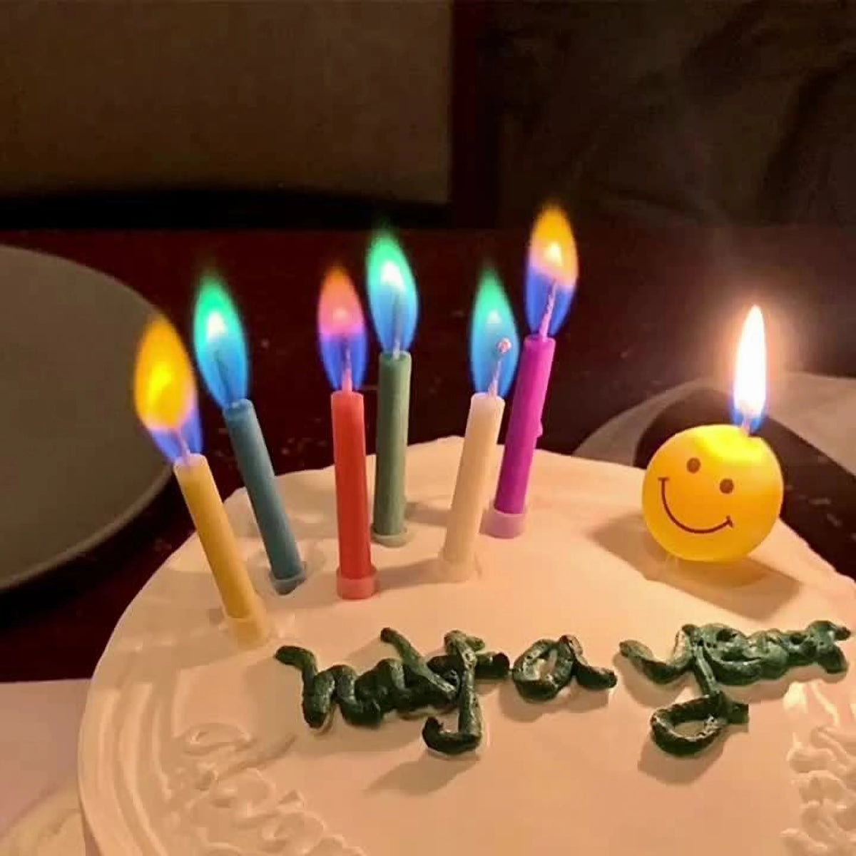 Colorful Flame Candles,Birthday Cake Decoration Plug-in Creative Rainbow Candles,Cake Atmosphere Candle Decoration Oasis Select