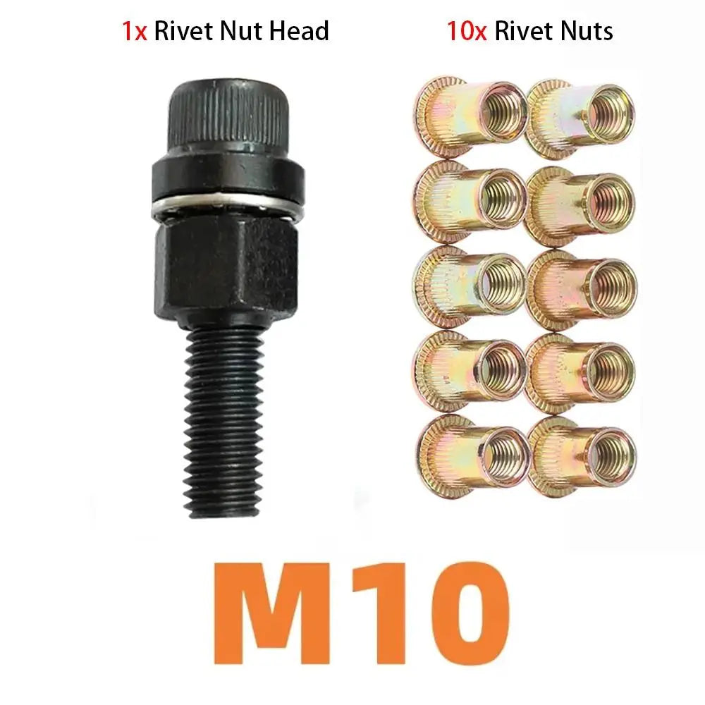 Durable M3 M4 M5 M6 M8 M10 Hand Rivet Nut Mandrel Staple Manual Riveter Tool Manual Riveter Tool Head Rivet Tool Set Oasis Select M10 with 10 Nuts