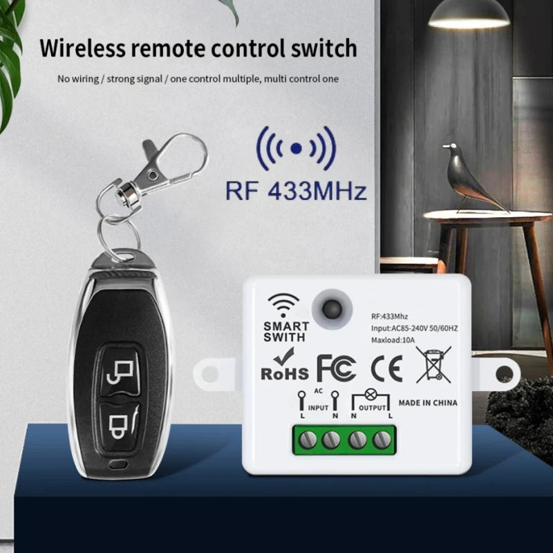 RF 433MHz Wireless Remote Light Switch 10A Relay AC 110V 220V Wireless Remote Switch Oasis Select