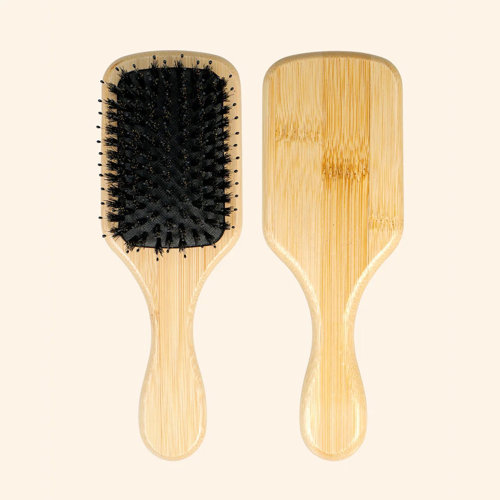 Bamboo Hair Brush Wooden Handle with Boar Bristles for Gentle Hair Combing Detangling and Scalp Massage Oasis Select 478-2B-02