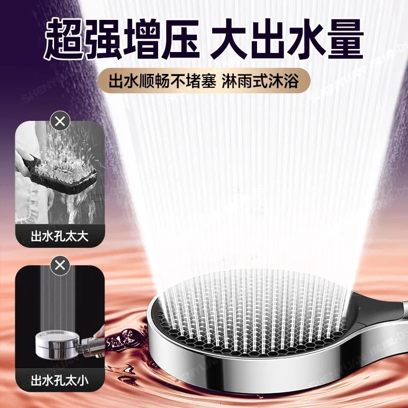 New High Pressure 15CM Shower Head Black 3 Modes Water Saving Spray Nozzle Massage Rainfall Shower Bathroom Accessories Oasis Select