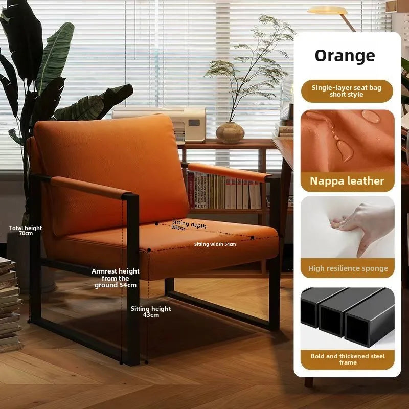 Nordic lazy sofa light luxury sales single wrought iron leisure chair balcony negotiation bedroom living room minimalist sofa Oasis Select Orange One Seat