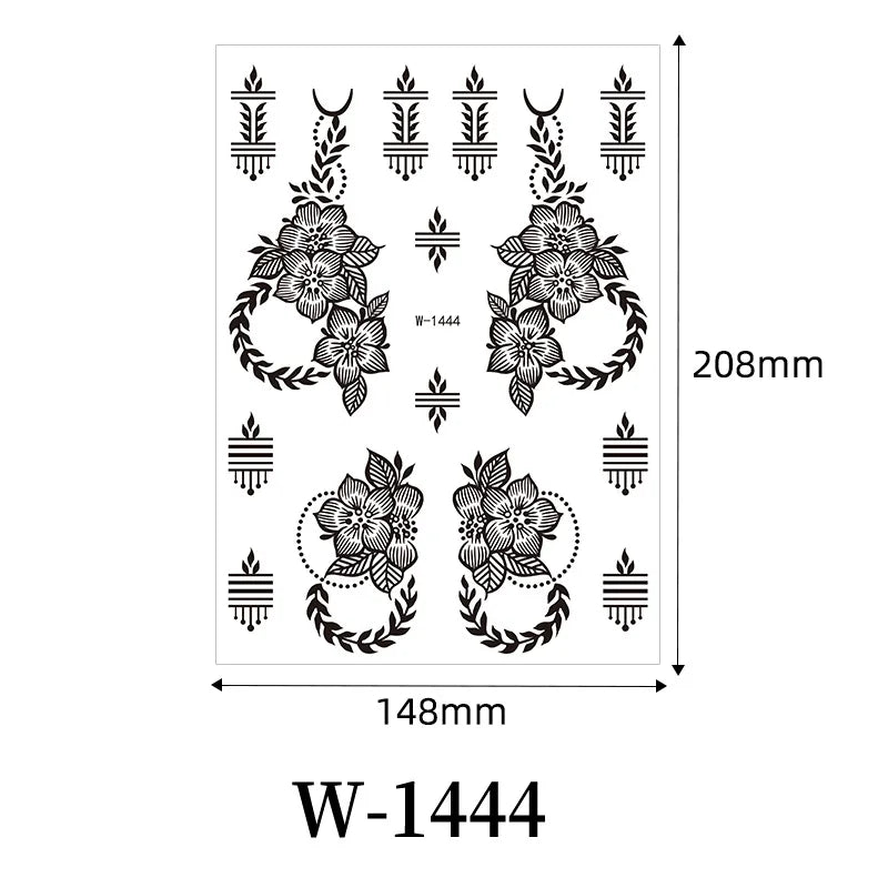 Black Henna Temporary Tattoo – Mandala Mehndi Body Stickers