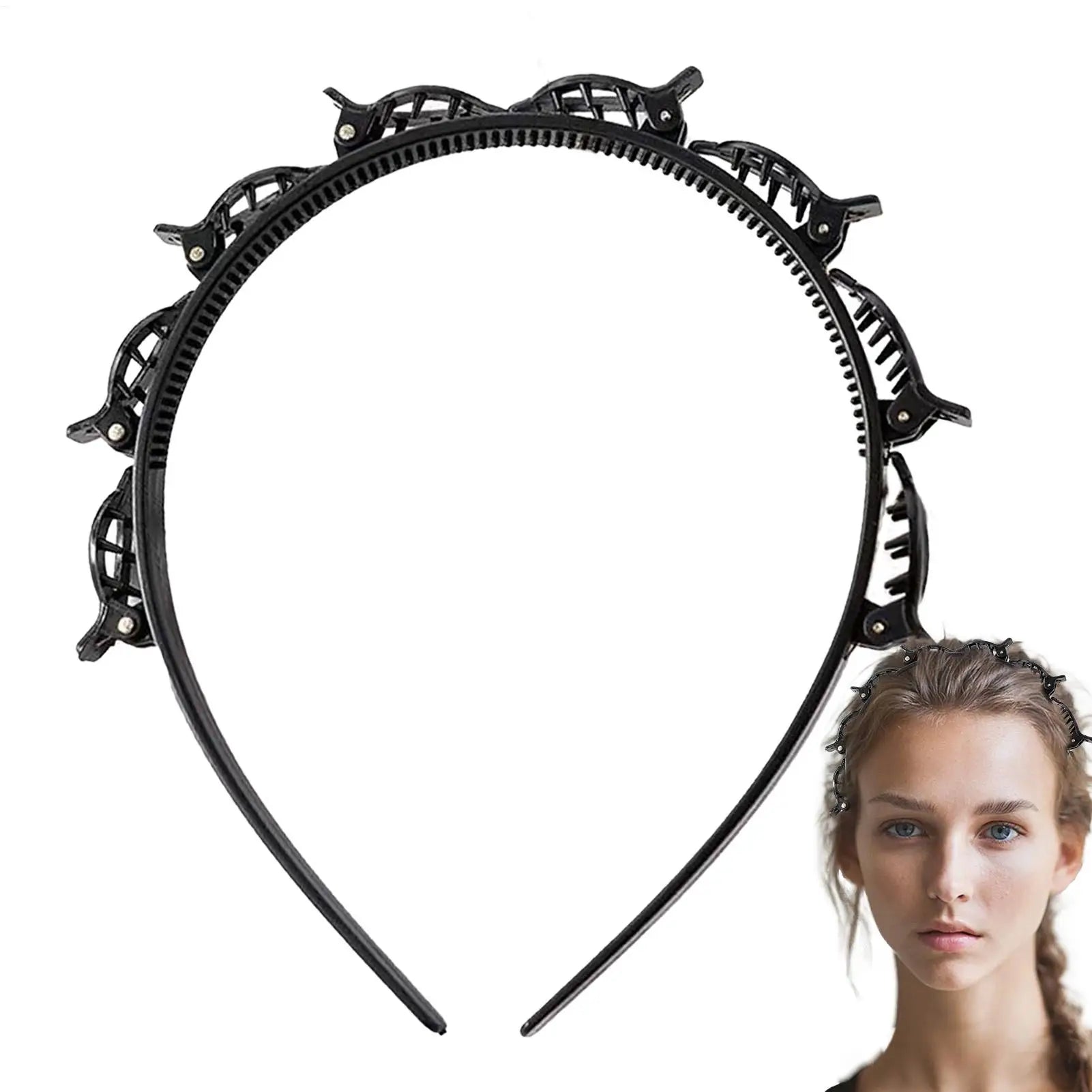 Headband with Clips Hairstyle Hair Clips Hairpin Head Hoop Twist Plait Clip Front Hairclips Hair Hoop Women Headband Headwear Oasis Select
