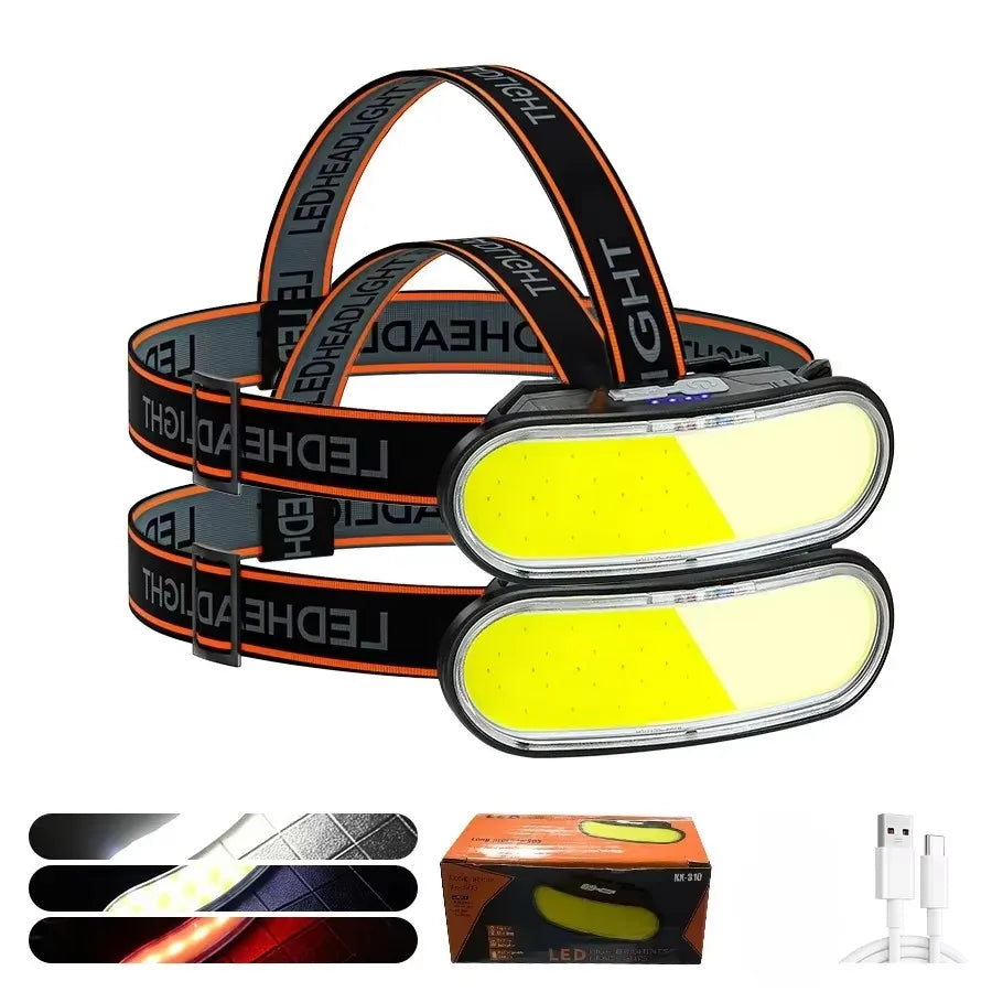 KDULIT COB LED Headlamp | USB-C Rechargeable, IPX4 Waterproof