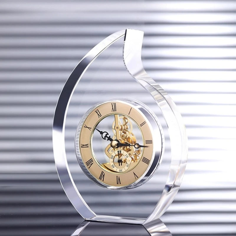 Modern Minimalist Glass Clock Living Room Creative High-end Pendulum Clock Mechanical Placement of Ornaments Oasis Select