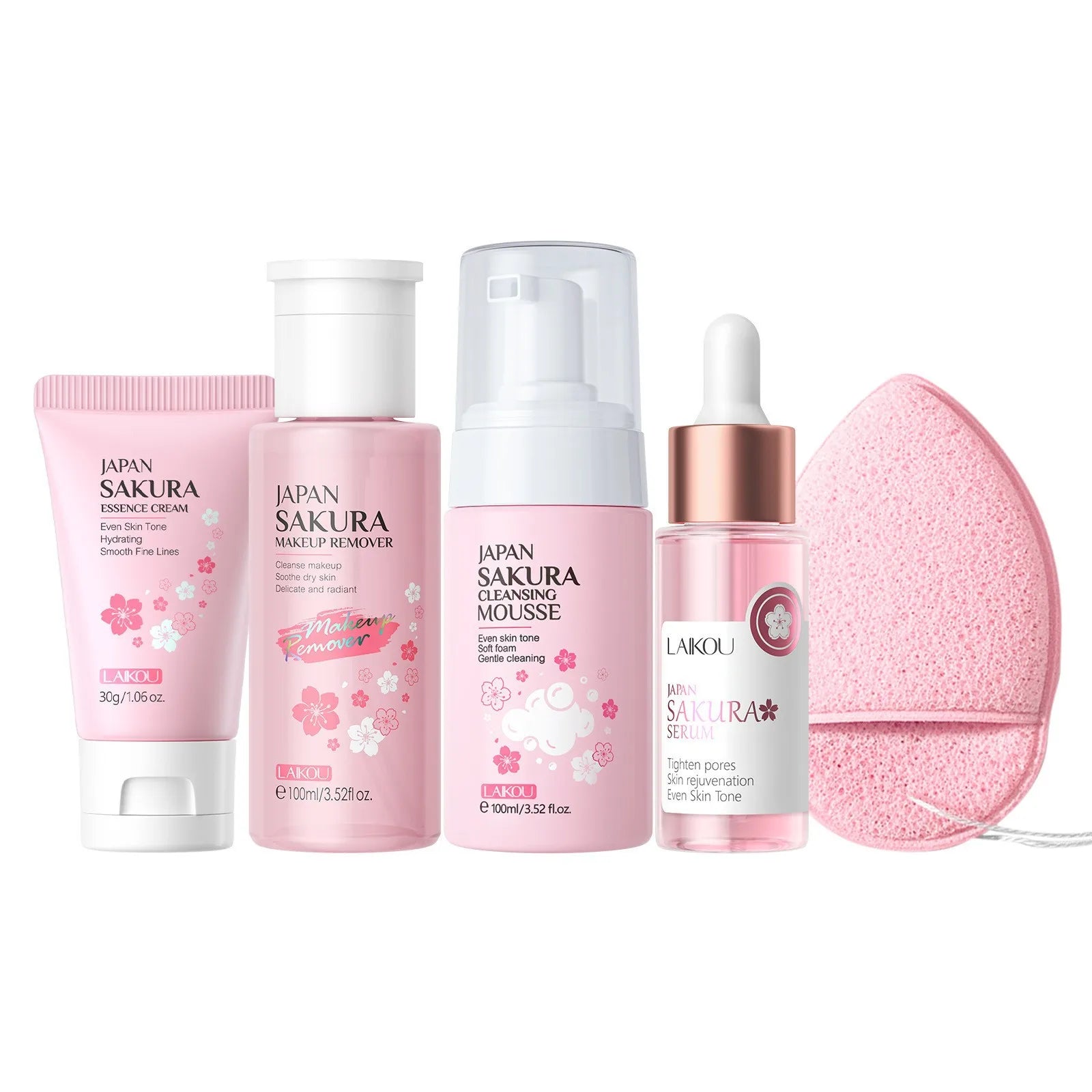 LAIKOU Sakura 7-Piece Skincare Set – Hydrate, Brighten & SPF 50