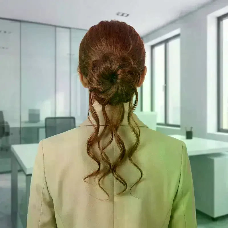 Wispy Dragon Bun Hair Extension – Messy Curly Clip-On Updo Clip-On Hair Extension Oasis Select