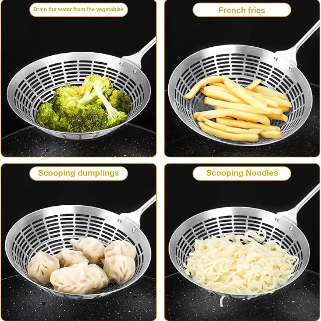 Spider Strainer Stainless Steel Slotted Kitchen Tools Fryer Pasta Spoon Spider Skimmer for French Fries Dumplings Vegetable Oasis Select