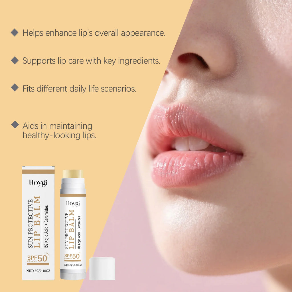 Sun Protective Lip Balm SPF50+ Hydrating Lip Sunblock Fade Lip Lines Nourishing Moisturizing Brighten with Kojic Acid Ceramide Oasis Select