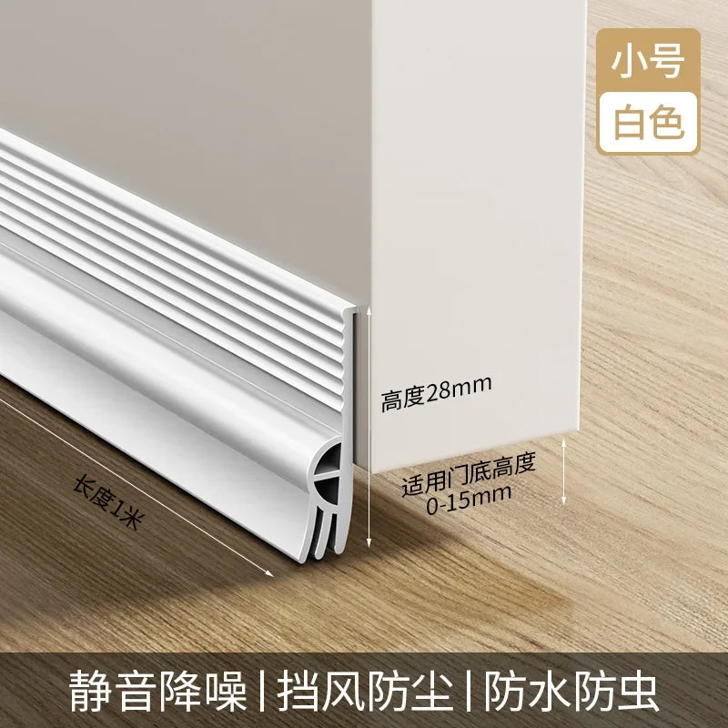 1M Door Bottom Sealing Strips Windproof Dust Stopper Guard Rain Weatherstrip Noise Reduction Insulator Sealer Home Hardware Oasis Select White