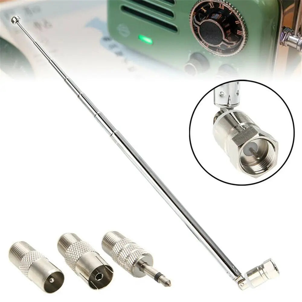 F Type Telescopic Aerial Antenna 75 Ohm with TV / 3.5 Adapter Wave Radio FM Oasis Select