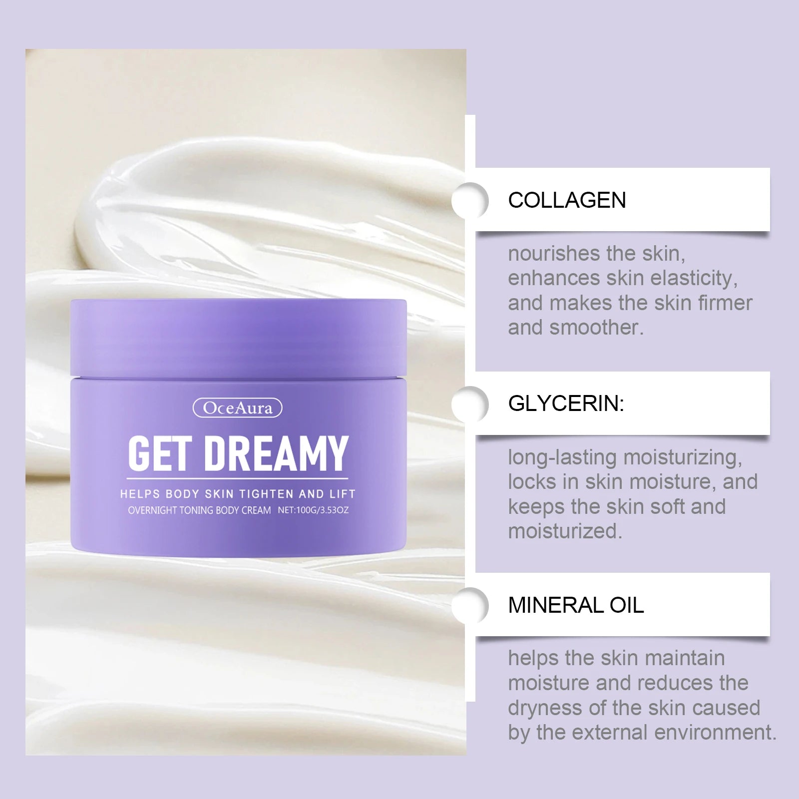 OceAura Overnight Firming Body Cream – Toning Whip All Skin