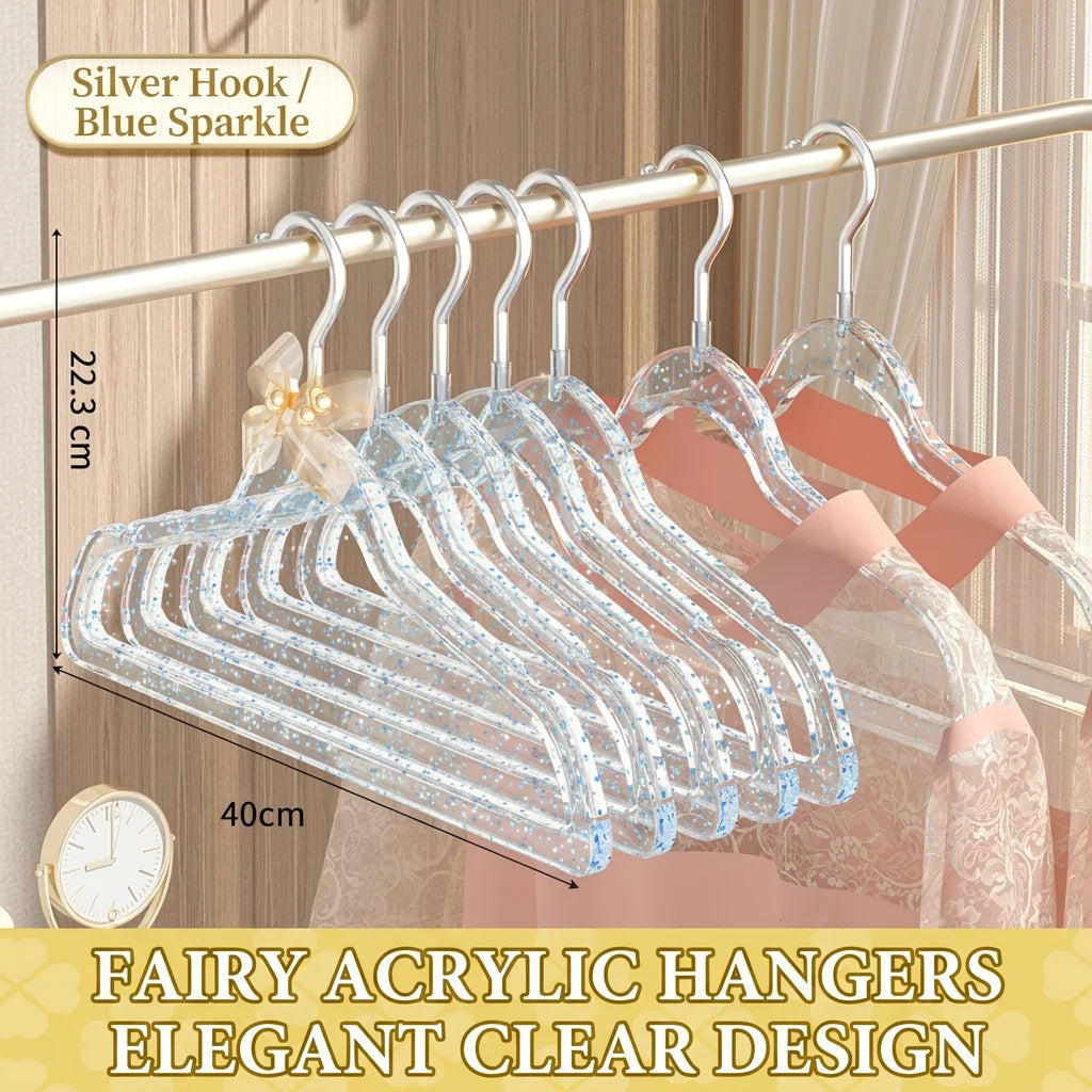 Acrylic Hanger Home Clothes Non-slip Trouser Rack Drying Coat Suit Space Saving Hanger Rack Wardrobe Storage Organization Oasis Select Blue Silver10pcs