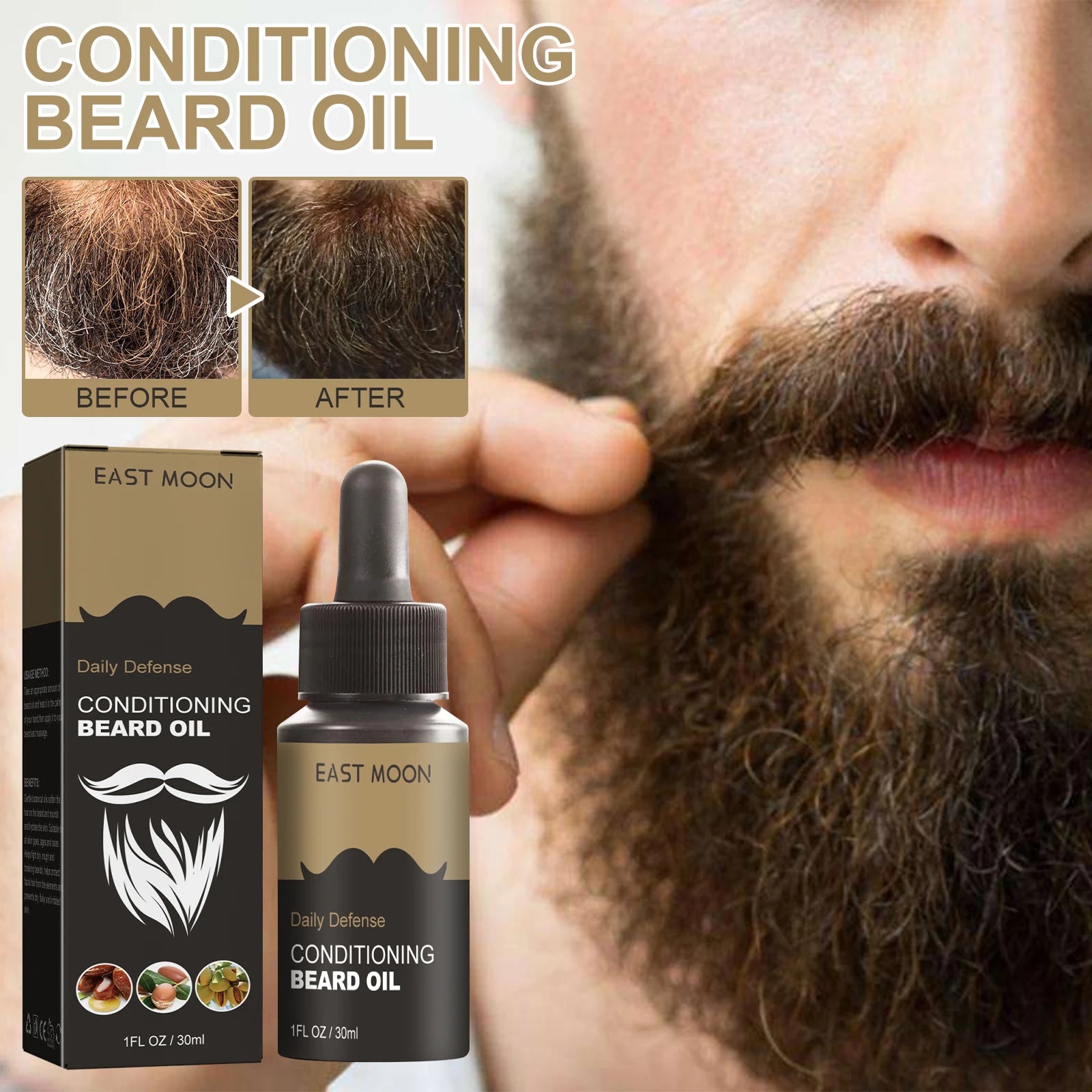 East Moon Beard Growth Oil Serum 30ml – Natural & Moisturizing Beard Growth Oil Oasis Select Default Title