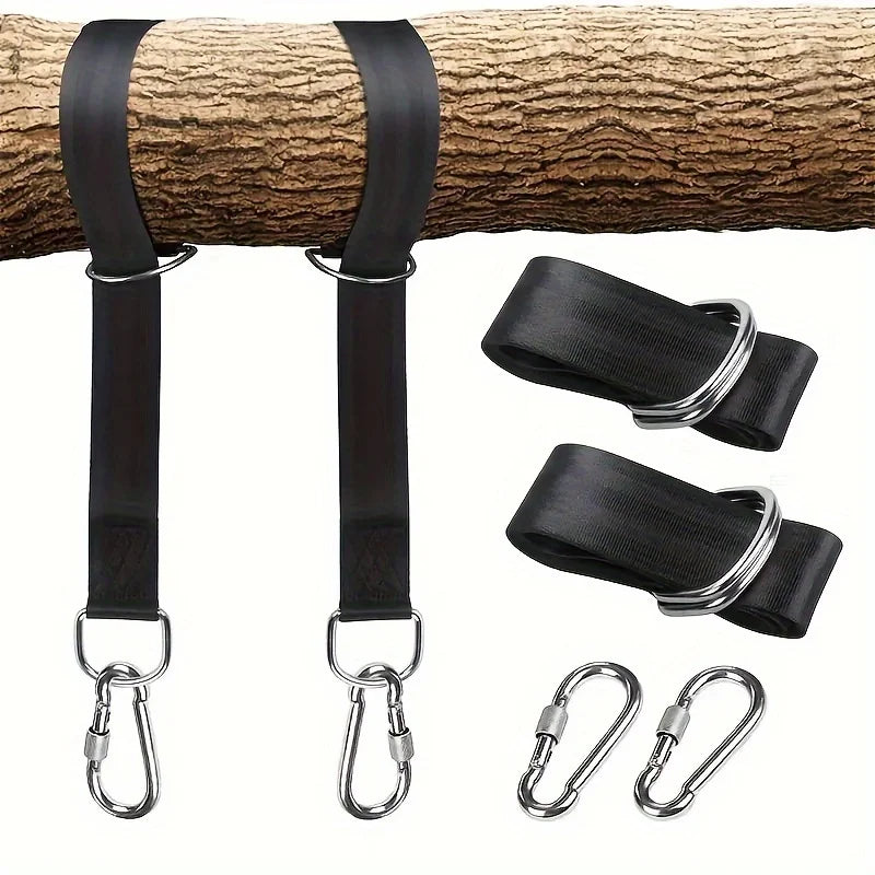 1/2pcs, Durable Hanging Belt, Hammock Swing Hanging Belt and Steel Alloy Hooks, Outdoor Camping Hiking Tools Hammock Accessories Oasis Select