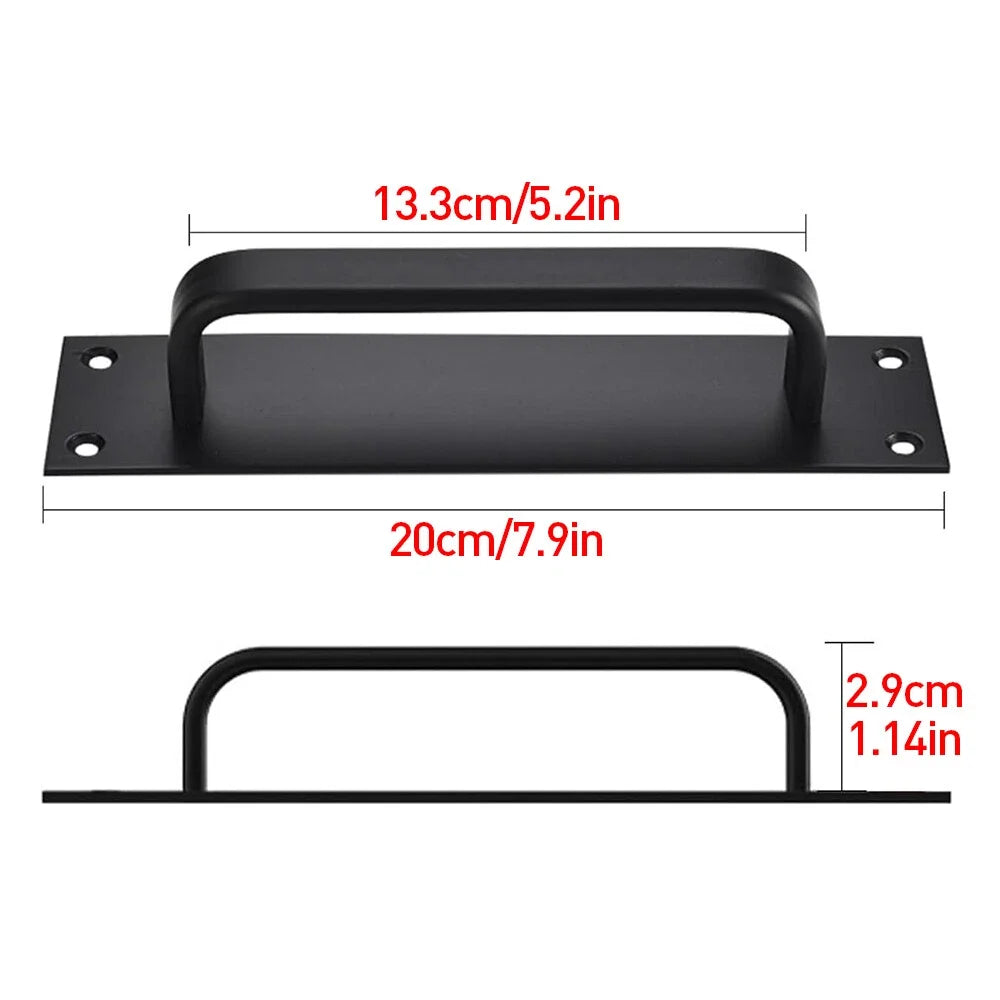2-Pack 200mm Black Aluminium Barn Door Pull Handles | Sliding