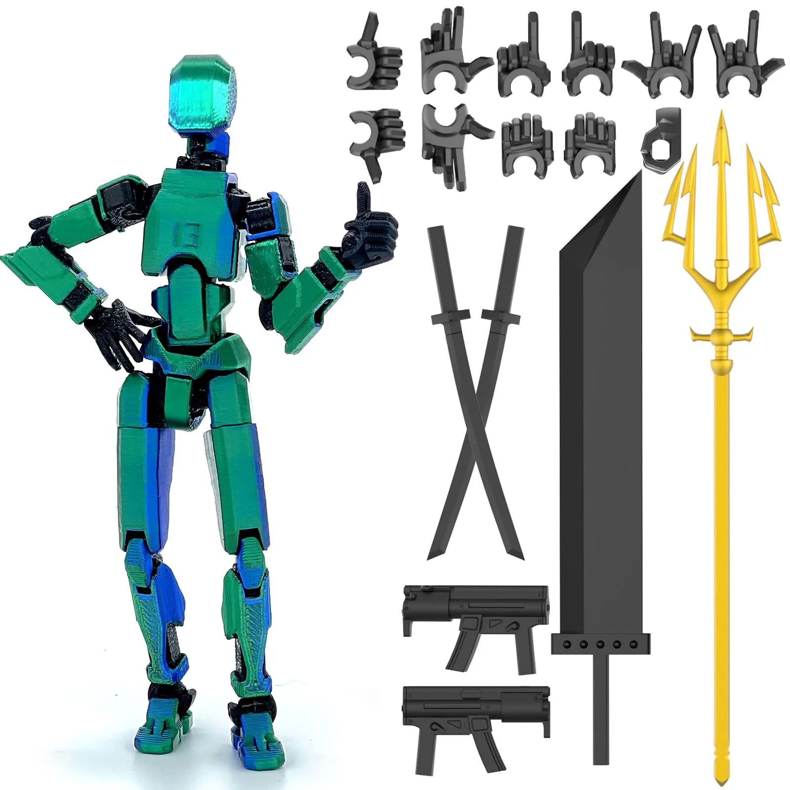 Lucky 13 3D Printed Movable Robot Action Figure & DIY Mannequin Robot Action Figure Oasis Select M One Size