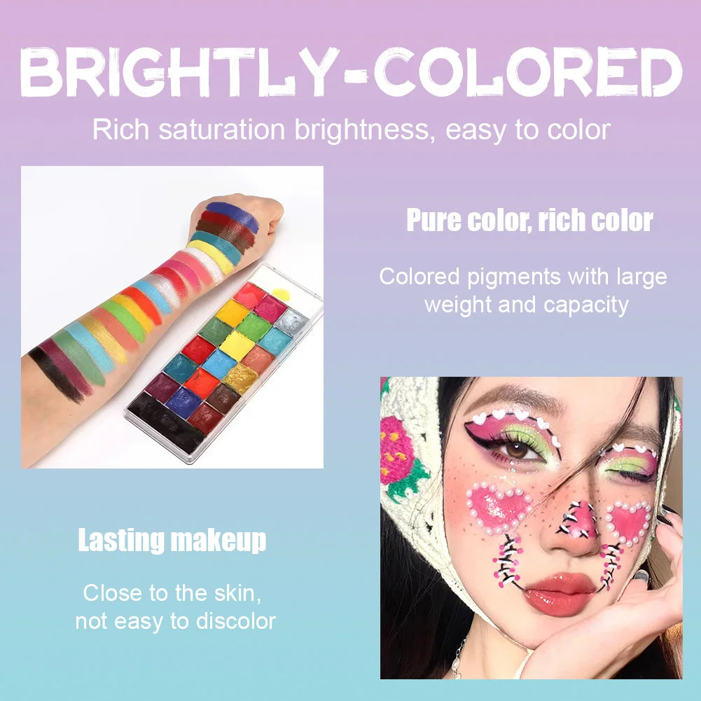 20-Color Body Paint Set – Waterproof & High-Pigment with Applicators