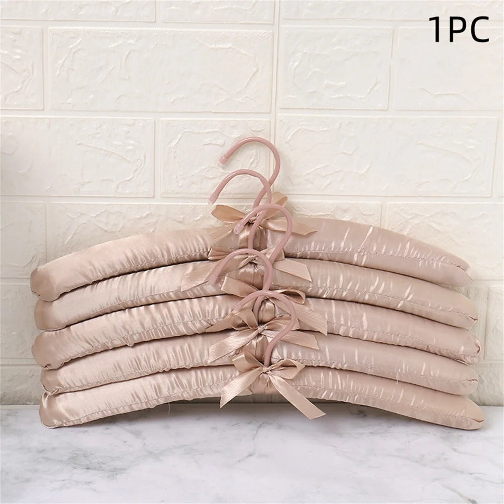 1PC Satin Padded Clothes Hanger Silk Wrapped Coat Rack Wrinkle Non-slip Coat Hanger Dress Clothes Sponge Hanger Oasis Select Champagne 1Pc