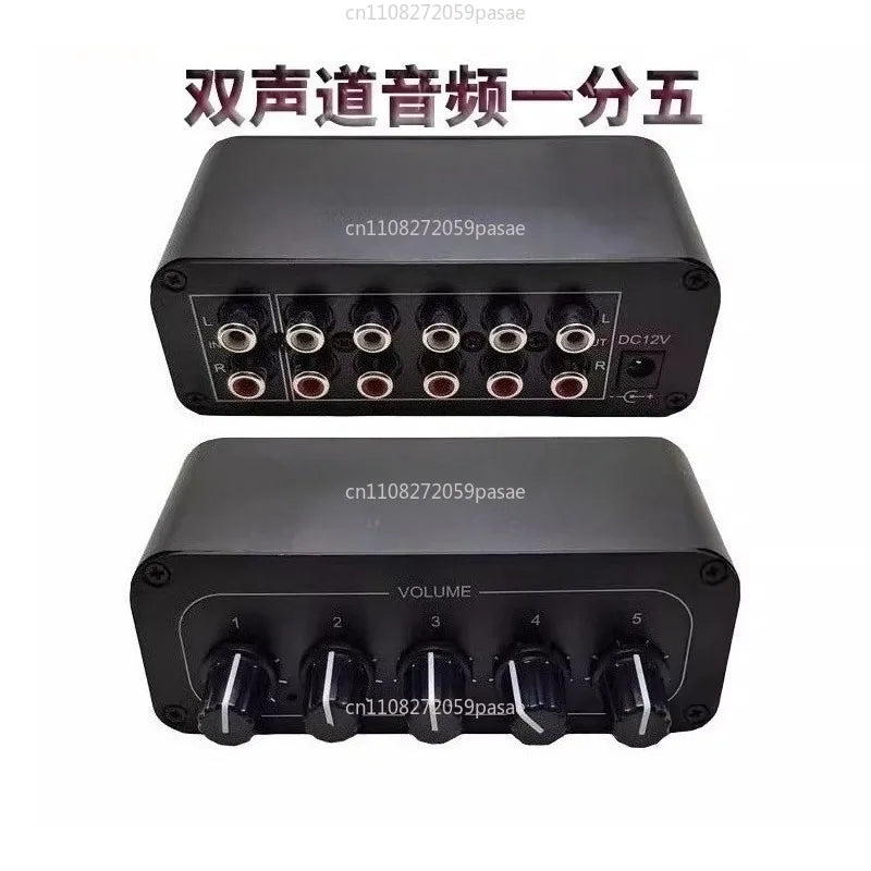 5-Channel RCA Audio Splitter – 1 In 5 Out Stereo Distributor