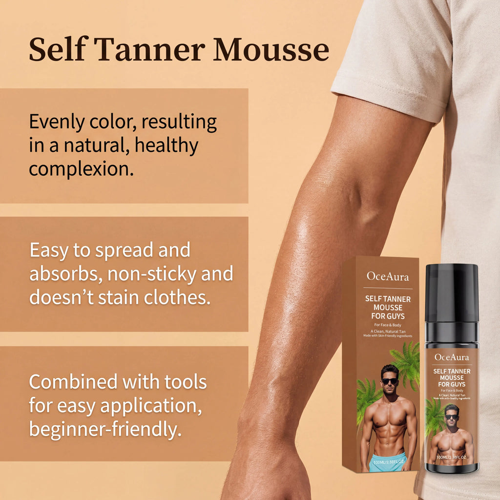 Self Tanner Mousse Natural Sunless Tanning Foam Streak-Free Quick-Drying Gradual Tan Hydrating Beautiful Tan Finish Body Care Oasis Select