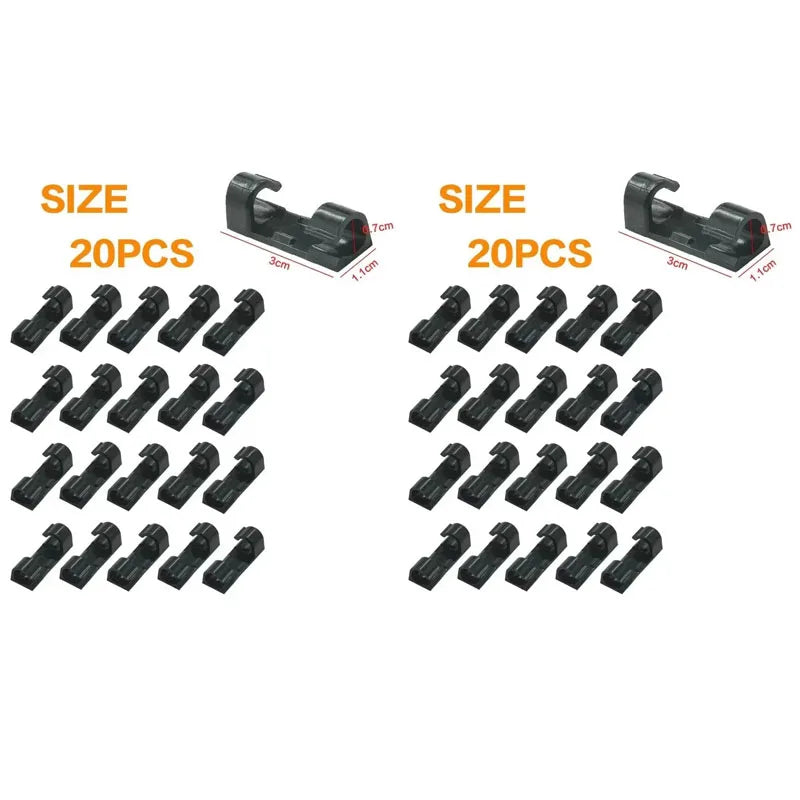 20/40pcs Adhesive Cable Clips Wire Holder For Wall Strong Self-Adhesive Stickers Cord Management Organizer For Desk Car Office Oasis Select Small Black 40PCS