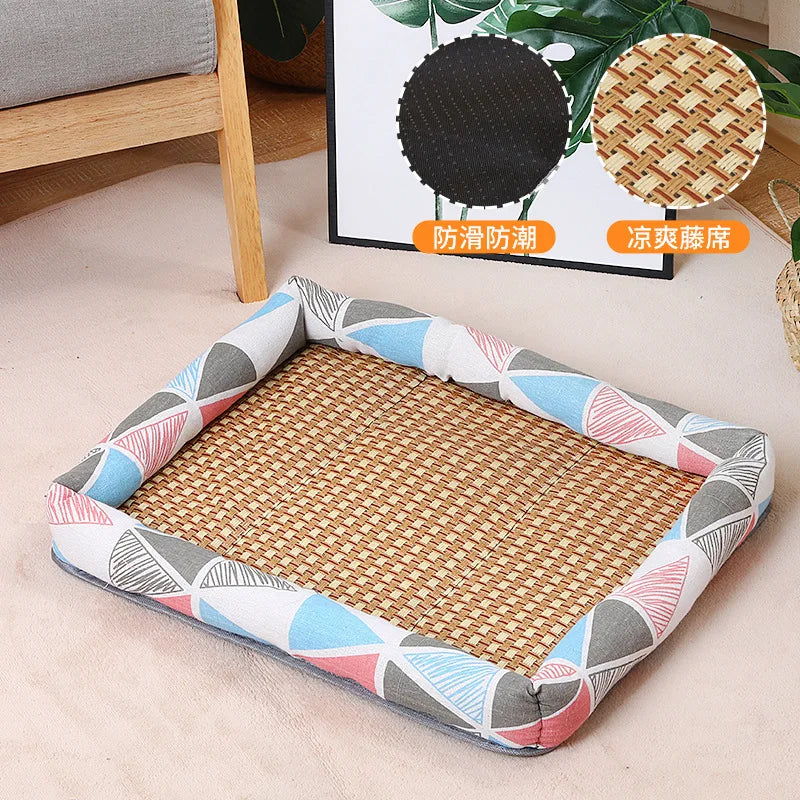 Pet Ice Mat, All-season Dog Bed Mat, Summer Cooling, Wear-resistant, Square Pet Bed Oasis Select Red gray blue grid S 39x27cm