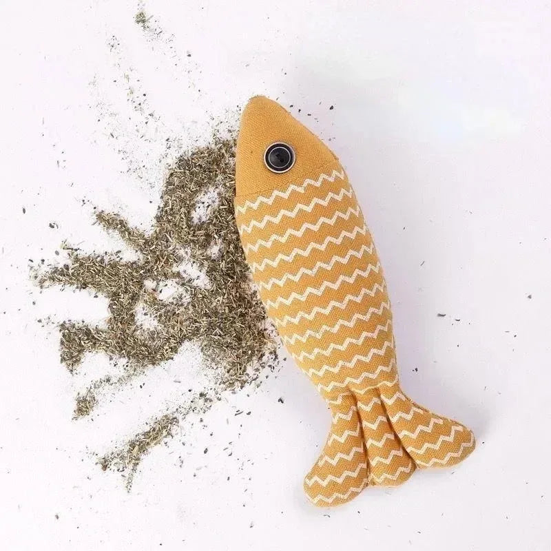 1pcs Interactive Catnip Fish Toys for Cats Plush Kitten Chew Bite Toy with Crinkle Sound Teeth Cleaning Pet Toy for Indoor Cats Oasis Select