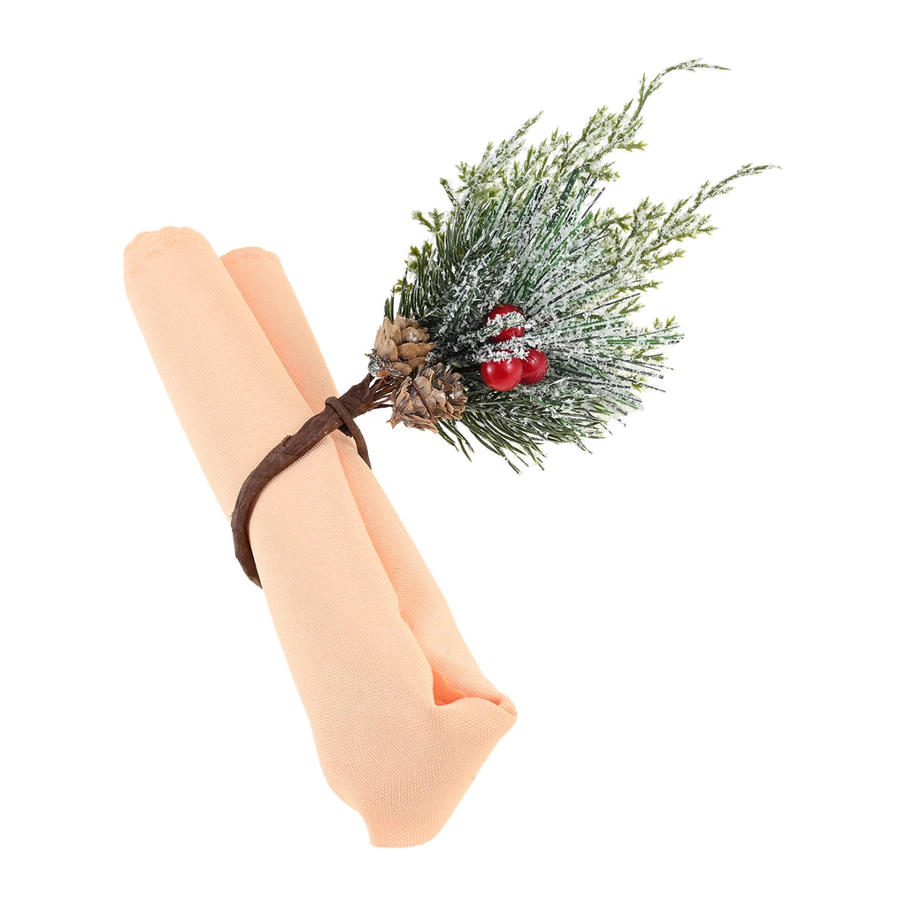 6Pcs Cedar Red Fruit Napkin Rings with Christmas Elements Designed for Most Napkins, Ideal Decoration for Christmas Parties Oasis Select Default Title