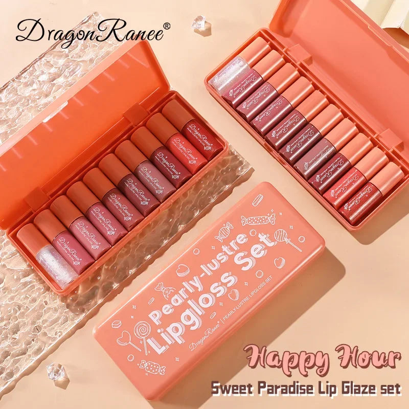 Dragon Ranee 10-Pc Pearlescent Lip Gloss Set – Waterproof