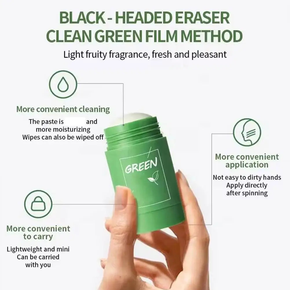 1/3PCS Green Tea Clay Stick For Face, Green Mask Stick Smear Acne Shrink Blackhead Green Tea Extract Facial Mask Pore Cleansing Oasis Select