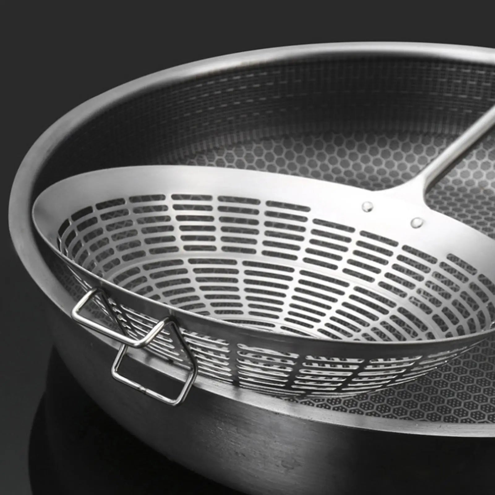 Spider Strainer Stainless Steel Slotted Kitchen Tools Fryer Pasta Spoon Spider Skimmer for French Fries Dumplings Vegetable Oasis Select