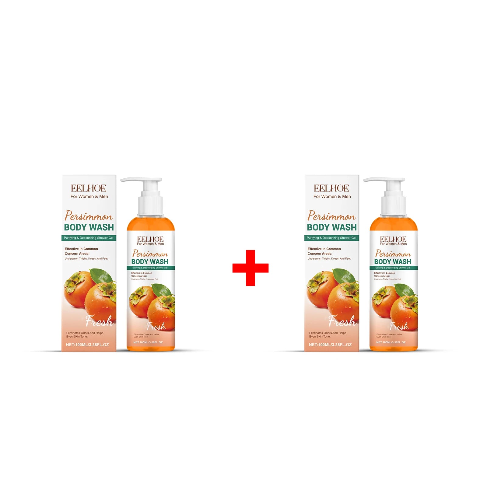 Persimmon Body Wash Eliminating Odor Exfoliating Long Lasting Moisturizing Refreshing Oil Control Smoothing Fragrance Shower Gel Oasis Select 2PCS Moisturizing
