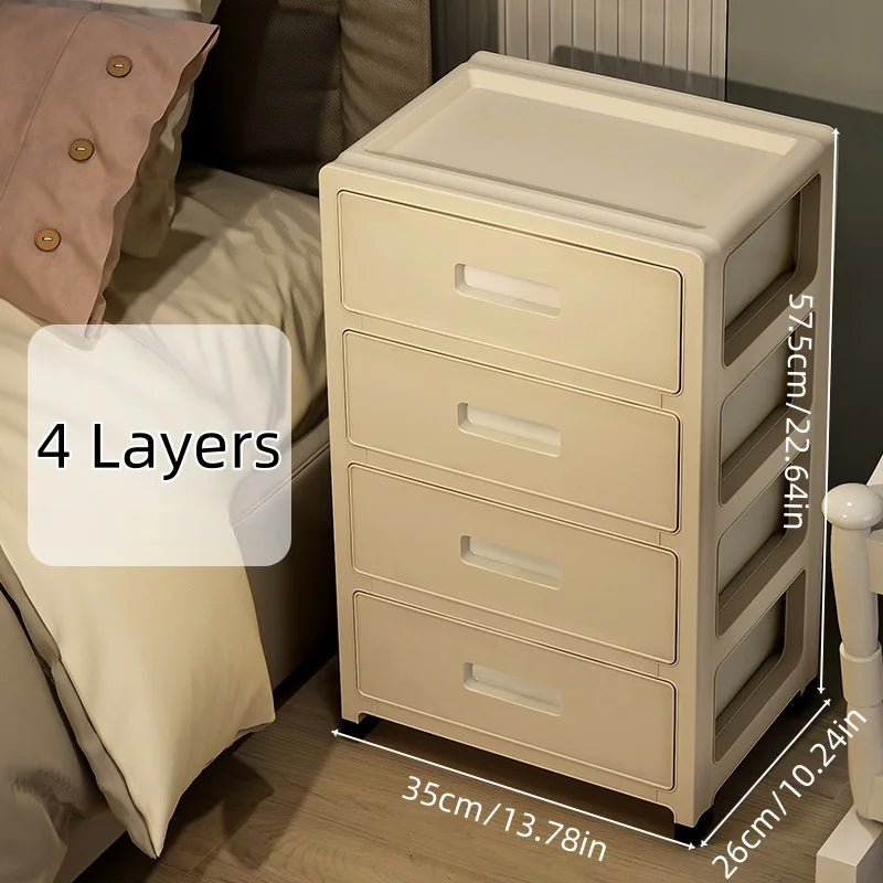 Large Capacity Storage Cabinet with Rolling Wheels,3-6 Tier, for LivingRoom/Bedroom/StudyOrganization,Cream Color Oasis Select 4 Layers
