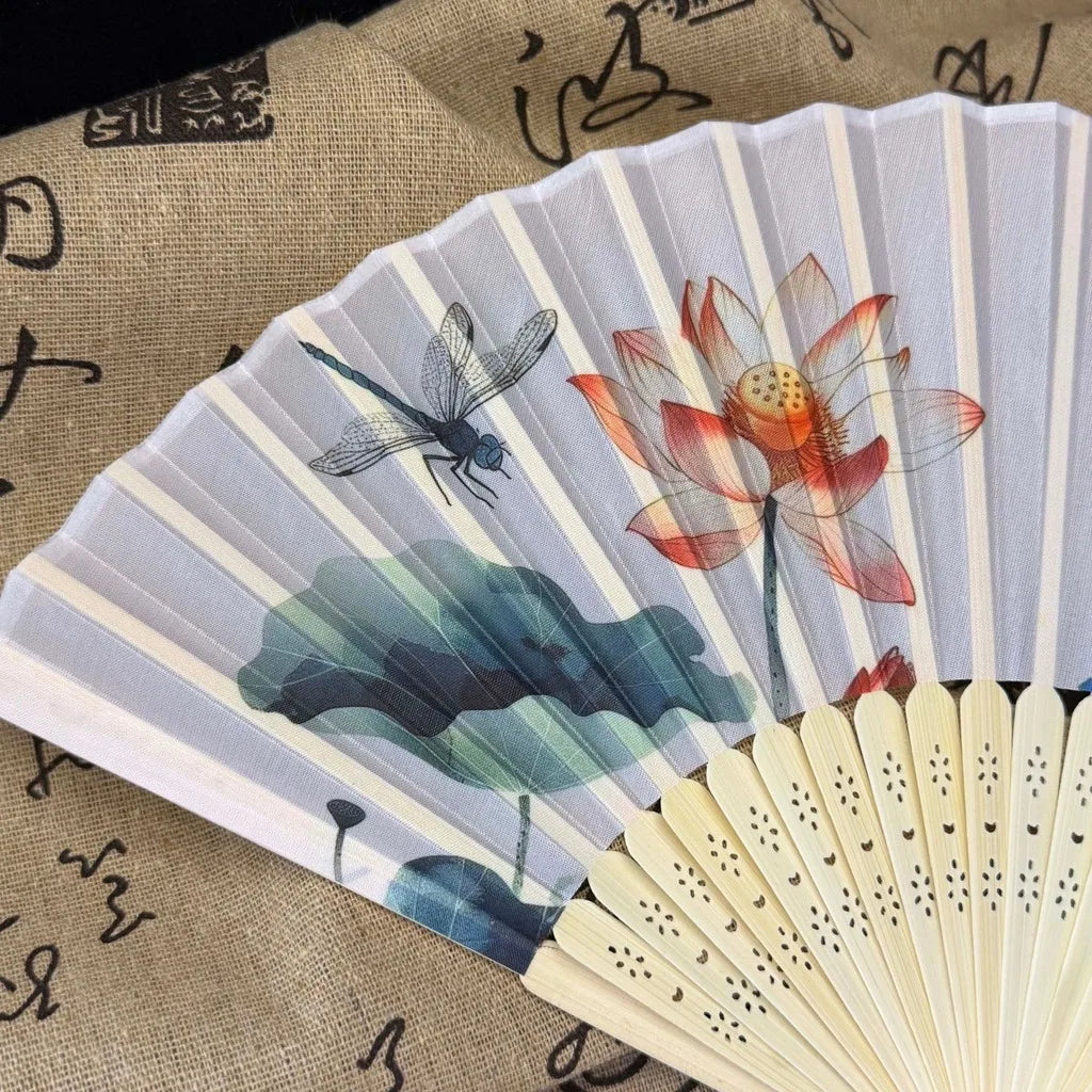 Bamboo Silk Folding Fan – Hanfu Dance, Photo Prop & Decor