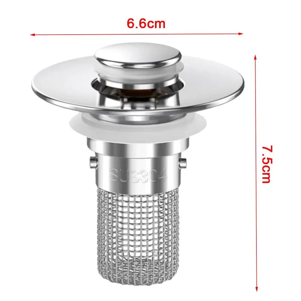 Stainless Steel Bathroom Sink Drain Strainer Removable Basket Bouncing Core Drain Stopper Odor Proof Universal Fit Hair Catcher Oasis Select