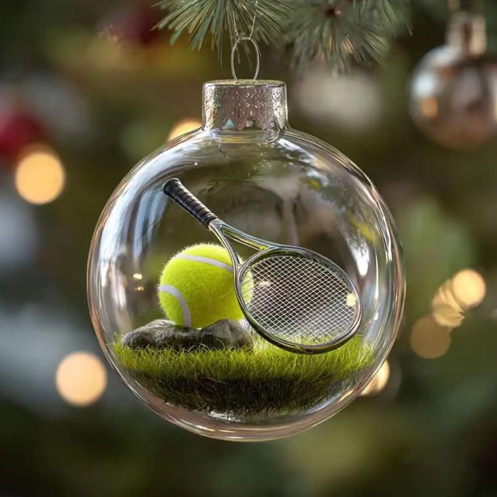 Sports Theme Christmas Ornament Ball Miniature Football Basketball Game Scene Inside Ball Hanging Decor for Tree Mantel Garland Oasis Select