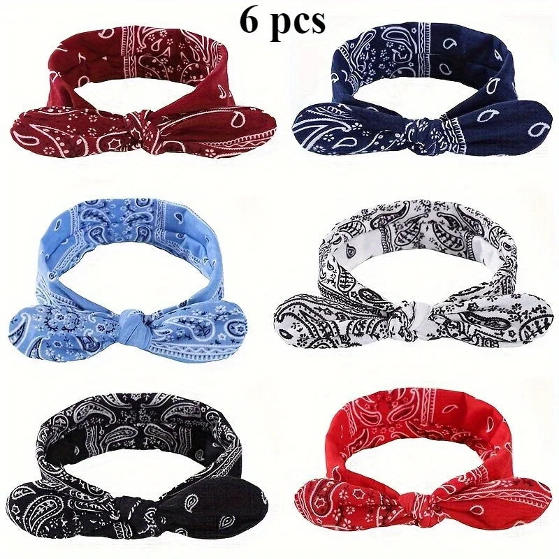 6 pieces of Bohemian-style women's bow-shaped hair ties, suitable for all seasons, outdoor activities and daily wear Oasis Select