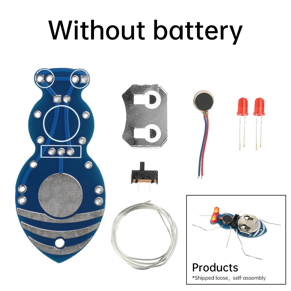 Insect Model Electronic DIY kit Beginners Exercise Welding PCB Built-in Vibration Motor Fun Creative Gifts for Electronic Sports Oasis Select without battery