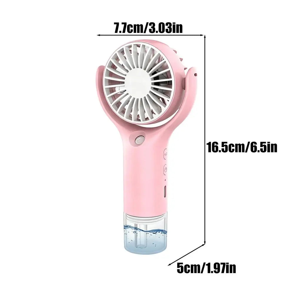 Portable Water Mist Fan Mini Handheld Fan USB Charging Spray Fans Portable Personal Hand Held Small Cooling Fan for Outdoor Oasis Select Pinks