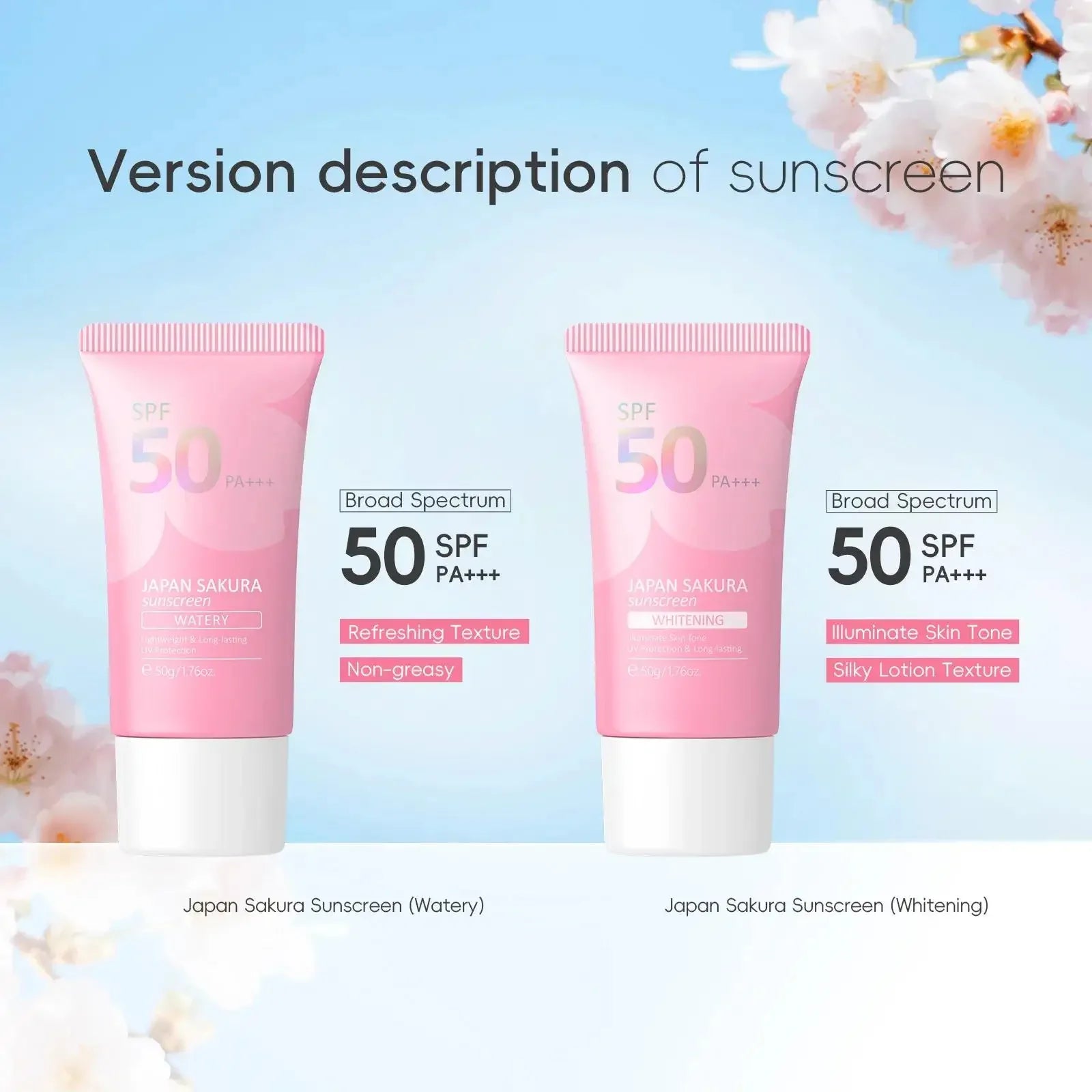 LAIKOU Sakura Sunscreen Primer SPF 50 PA+++ Lightweight 50g