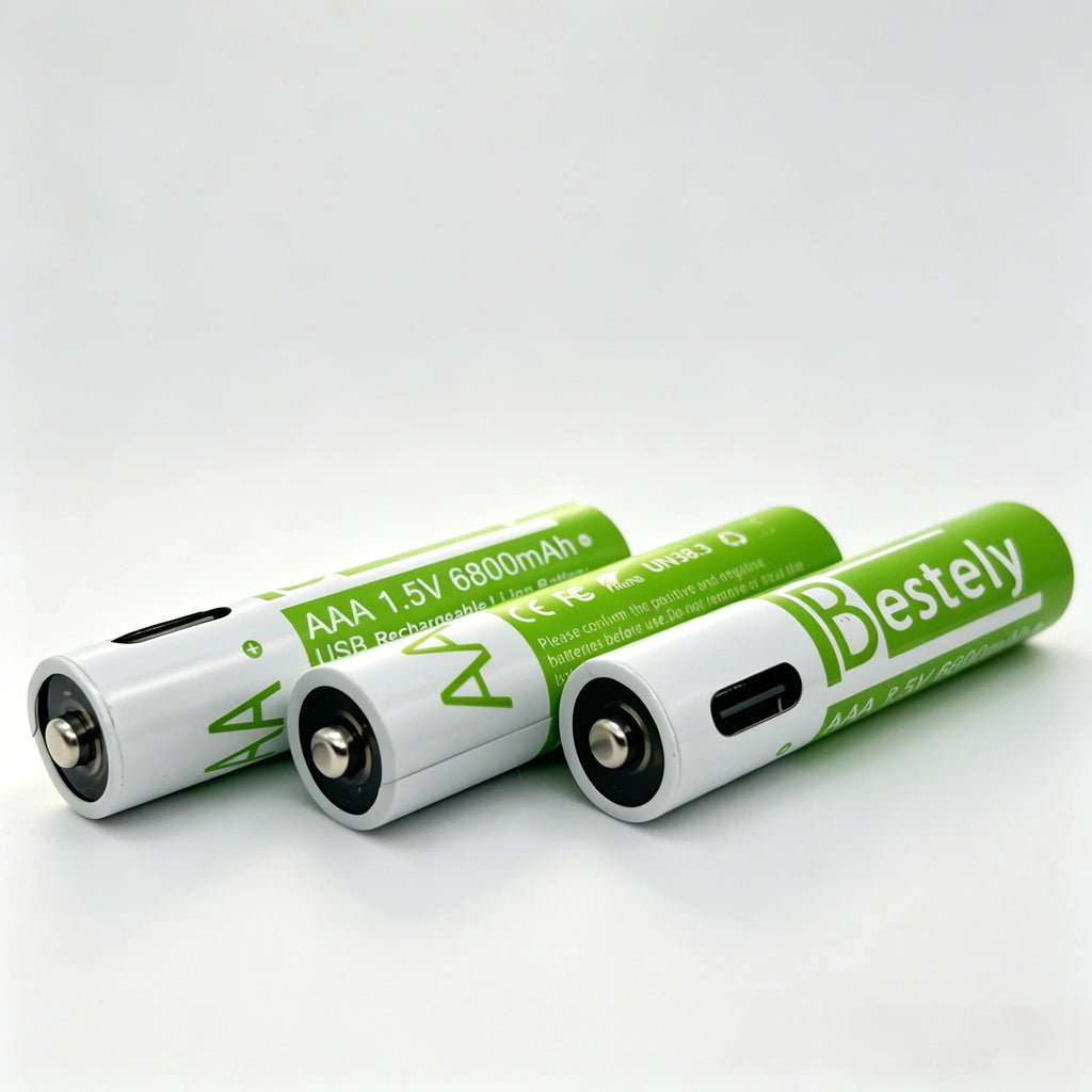 Type-C AAA Rechargeable Lithium Battery 6800mAh Long Runtime Battery for Wireless Devices Remote Control Flashlight Camera Oasis Select
